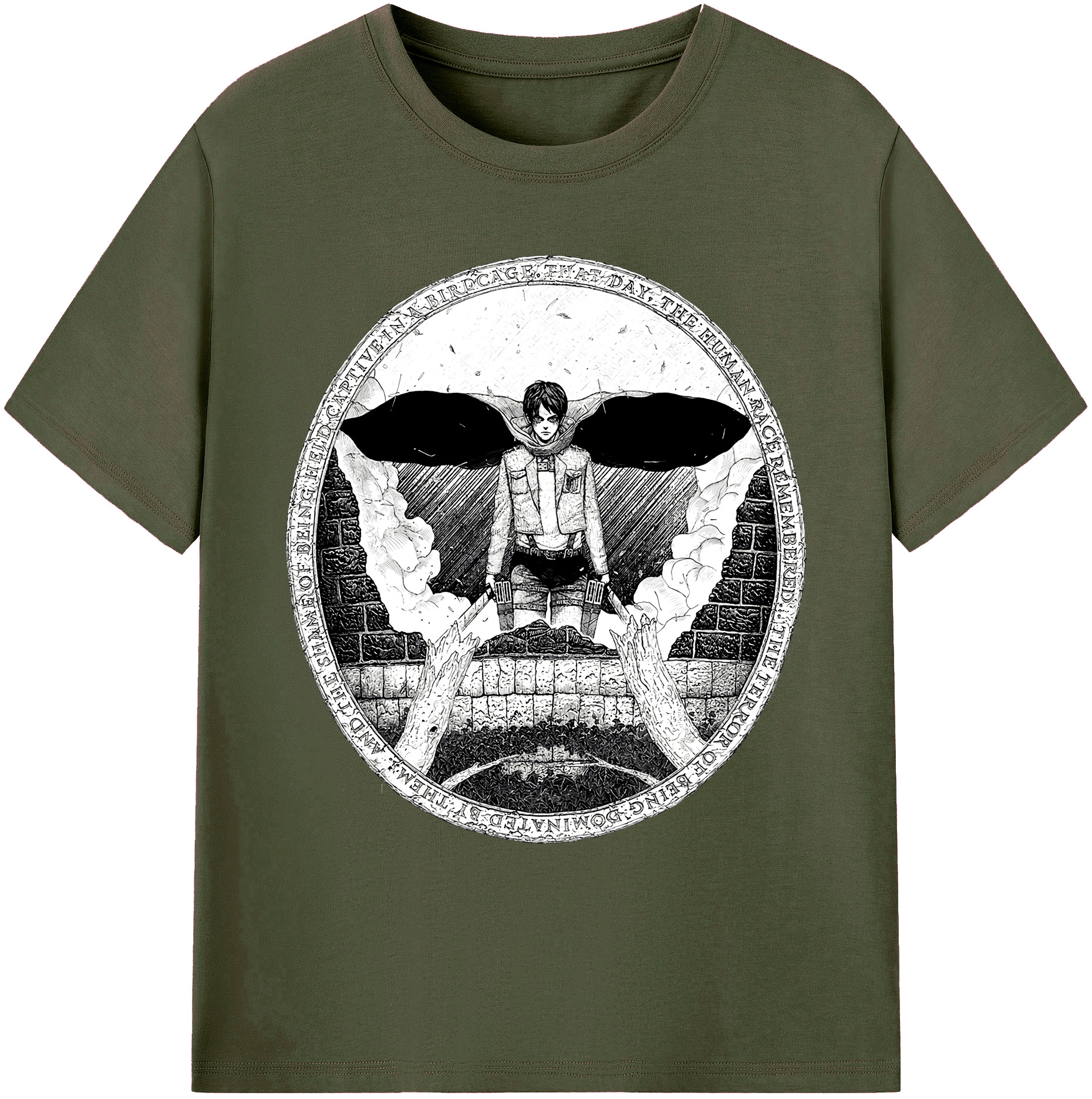 （画像用） 進撃の巨人 エレン･イェーガー Attack on Titan Eren Jäger 綿100％ メンズ半袖Tシャツ｜肌触りやわらか＆通気性